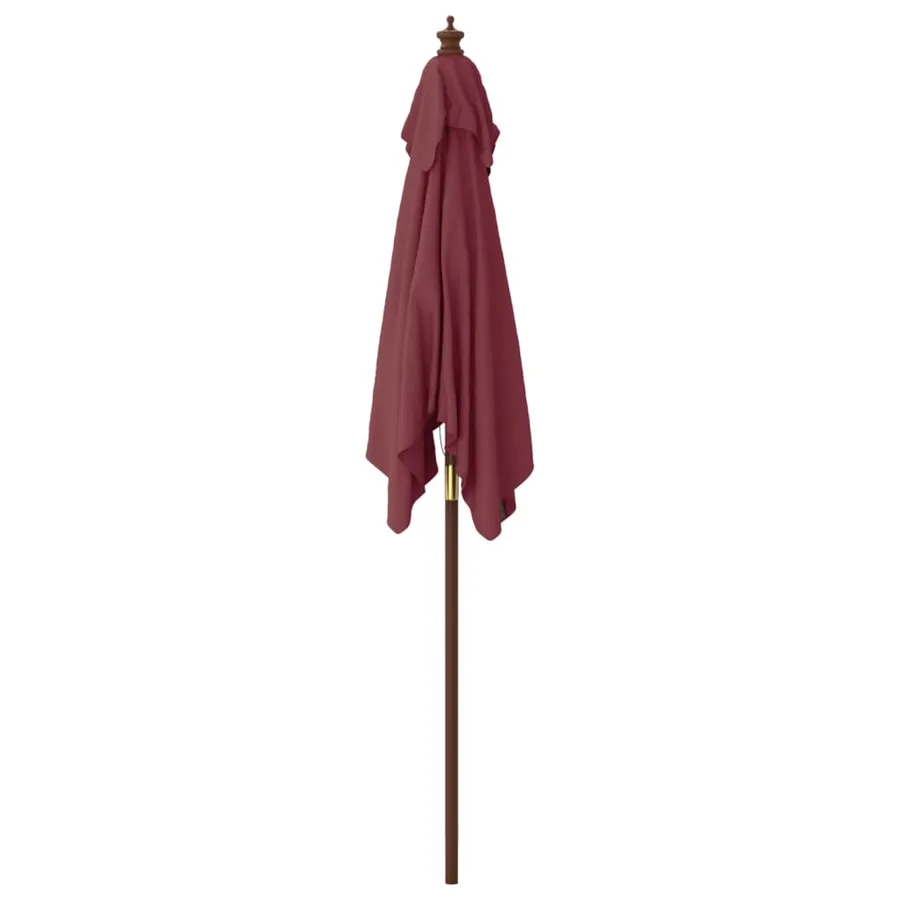 Parasol de jardin avec mât en bois rouge bordeaux 198x198x231cm - 4