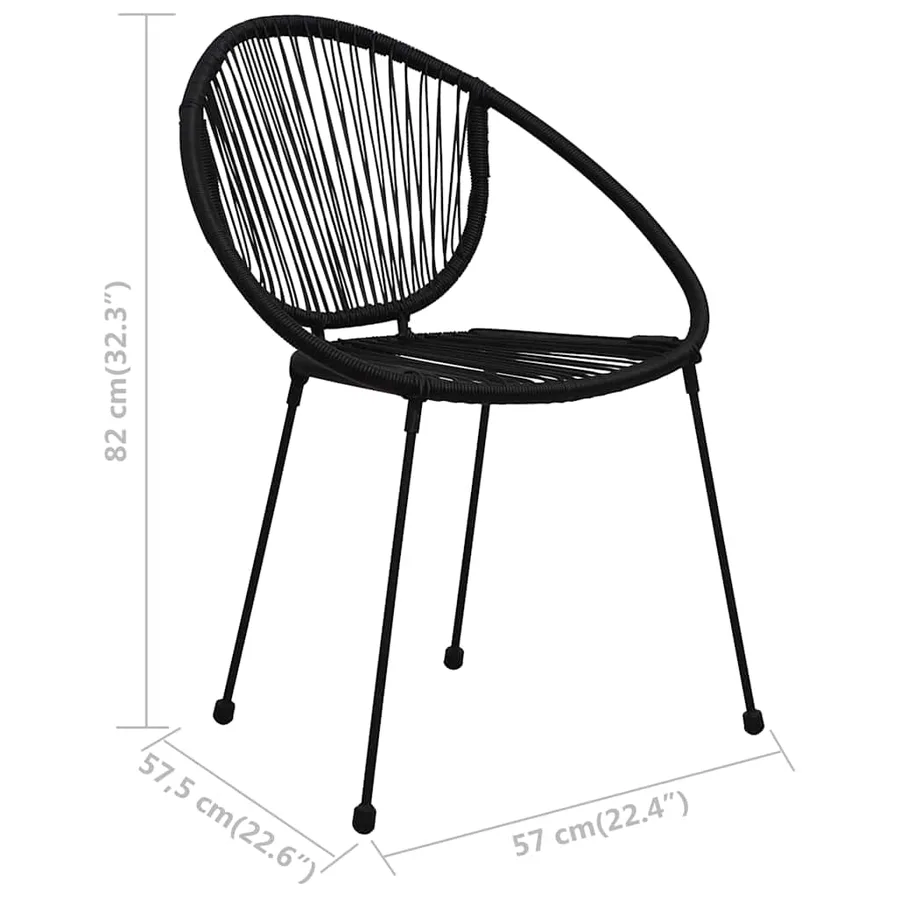 Chaises de jardin lot de 2 PVC Rotin Noir - 7