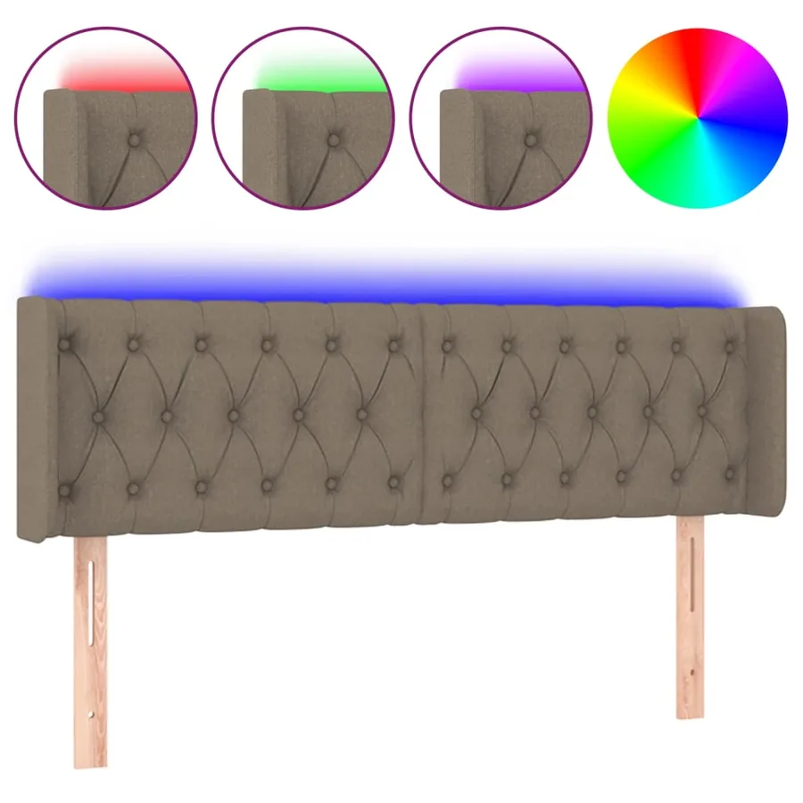 Tête de lit à LED Taupe 147x16x78/88 cm Tissu - 2