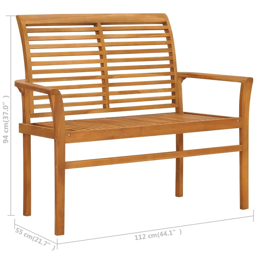 Banc de jardin avec coussin blanc crème 112 cm Bois de teck - 10