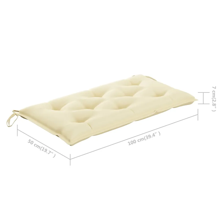 Banc de jardin avec coussin blanc crème 112 cm Bois de teck - 11