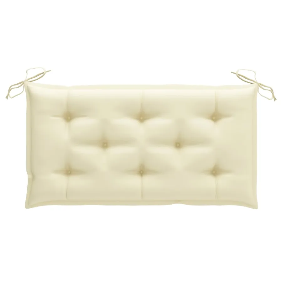 Banc de jardin avec coussin blanc crème 112 cm Bois de teck - 6