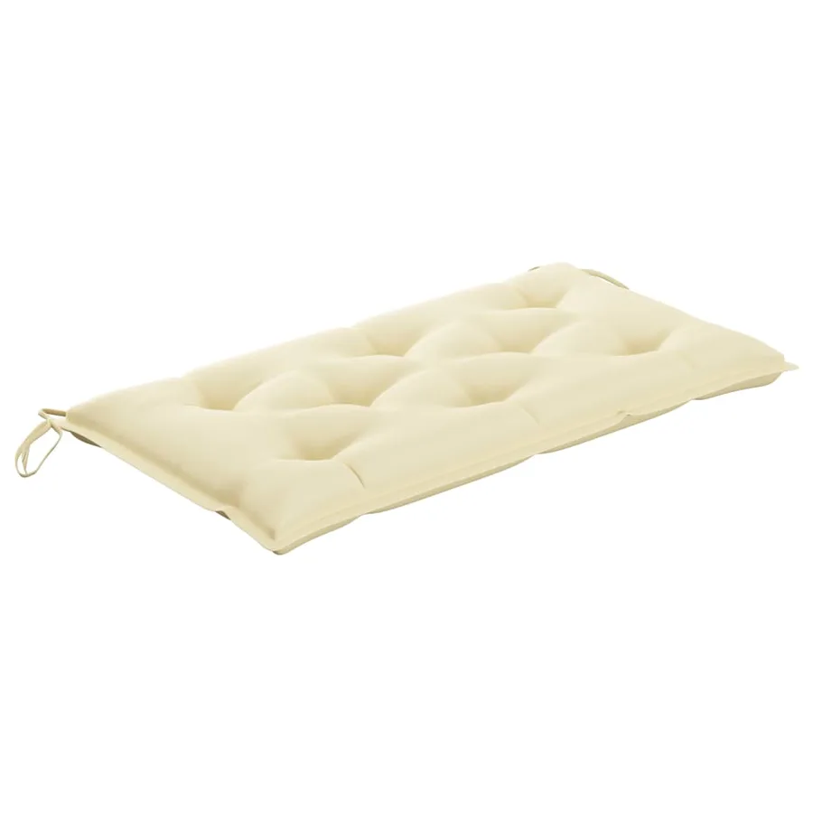 Banc de jardin avec coussin blanc crème 112 cm Bois de teck - 7