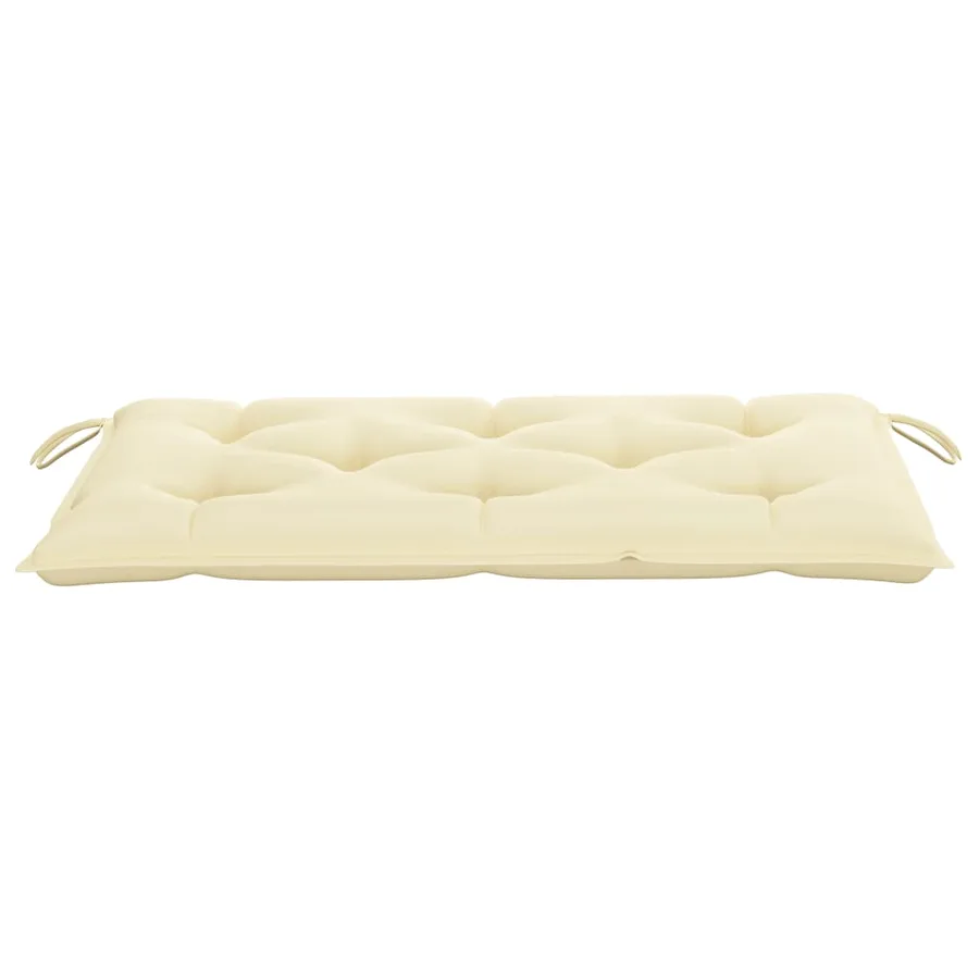 Banc de jardin avec coussin blanc crème 112 cm Bois de teck - 8