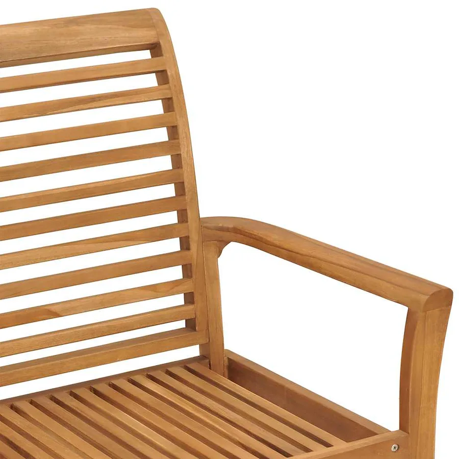 Banc de jardin avec coussin crème 112 cm Bois de teck massif - 4