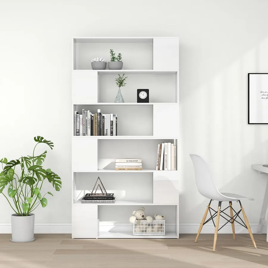 Bibliothèque/Séparateur de pièce Blanc brillant 100x24x188 cm - 3