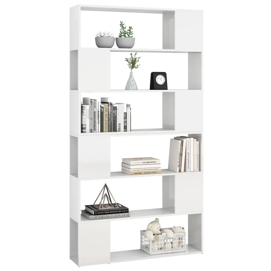 Bibliothèque/Séparateur de pièce Blanc brillant 100x24x188 cm - 4