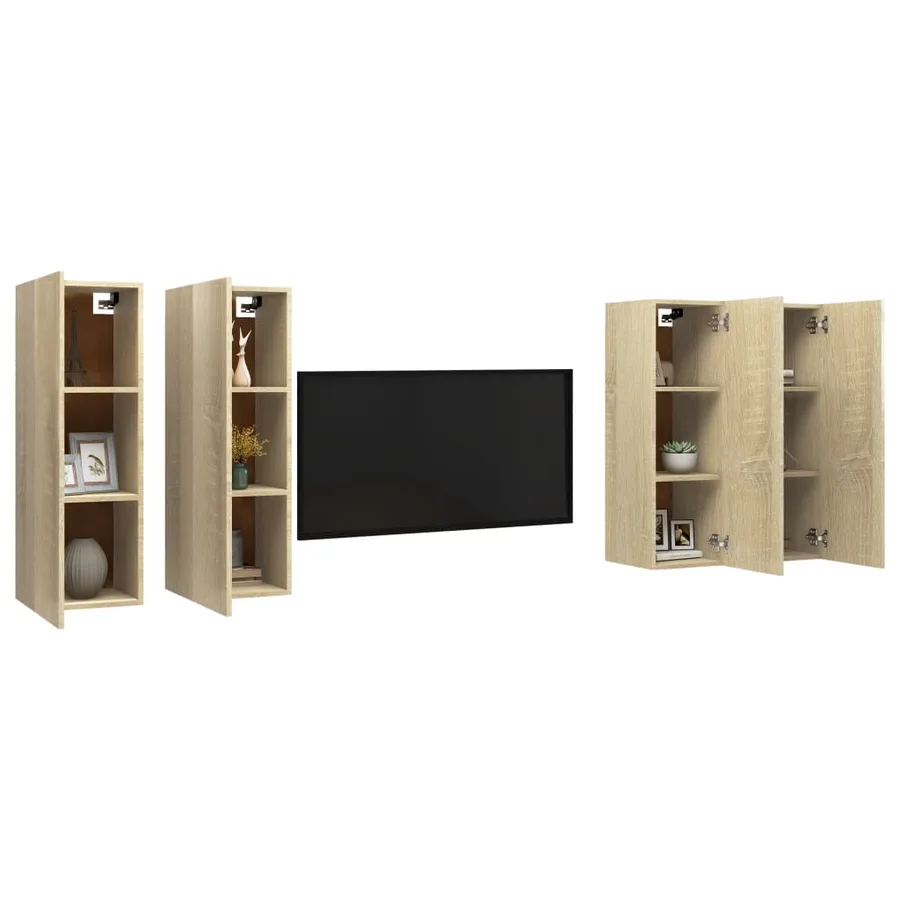 Meubles TV 4 pcs Chêne sonoma 30,5x30x90 cm Bois d'ingénierie - 3