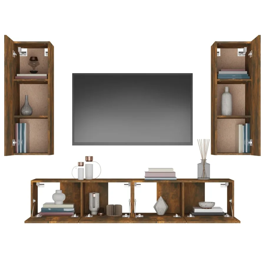 Ensemble de meubles TV 4 pcs Chêne fumé Bois d'ingénierie - 11