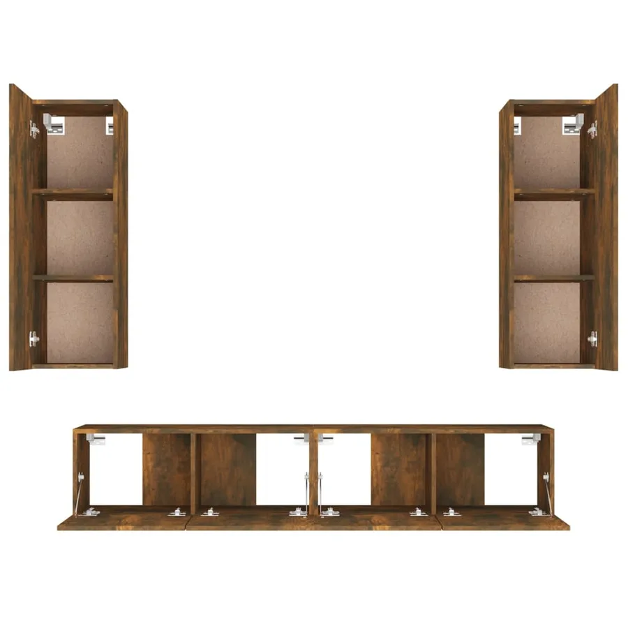 Ensemble de meubles TV 4 pcs Chêne fumé Bois d'ingénierie - 4