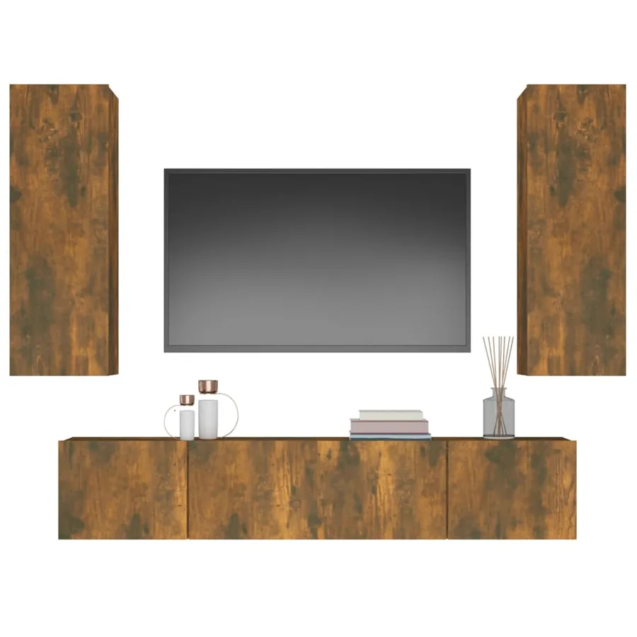 Ensemble de meubles TV 4 pcs Chêne fumé Bois d'ingénierie - 8