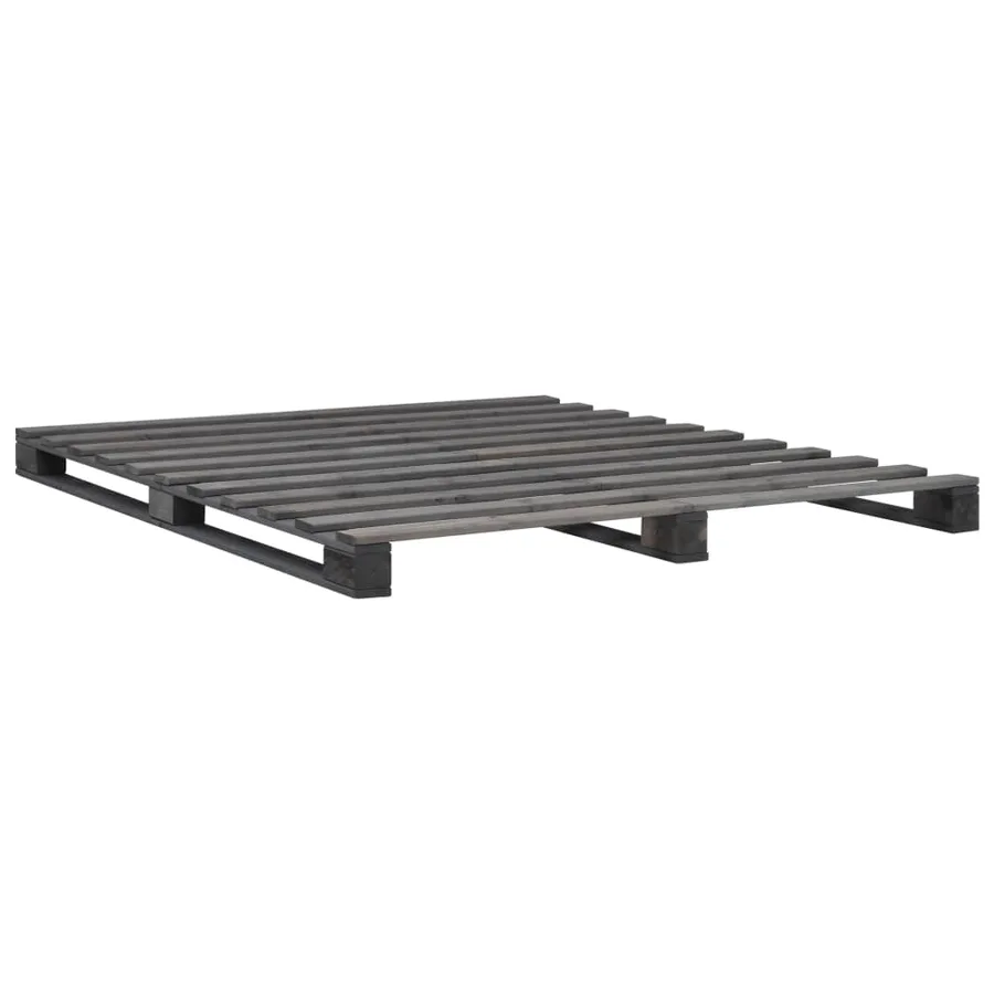 Cadre de lit de palette sans matelas gris 160x200cm bois massif - 2