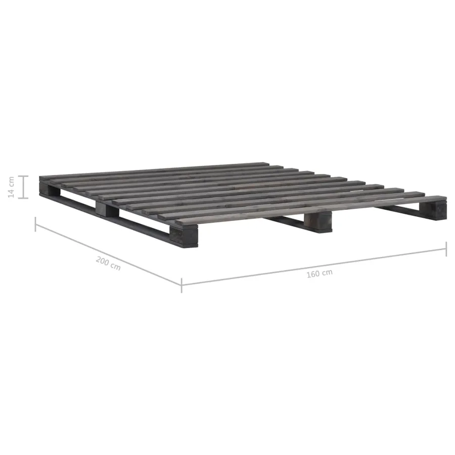 Cadre de lit de palette sans matelas gris 160x200cm bois massif - 7
