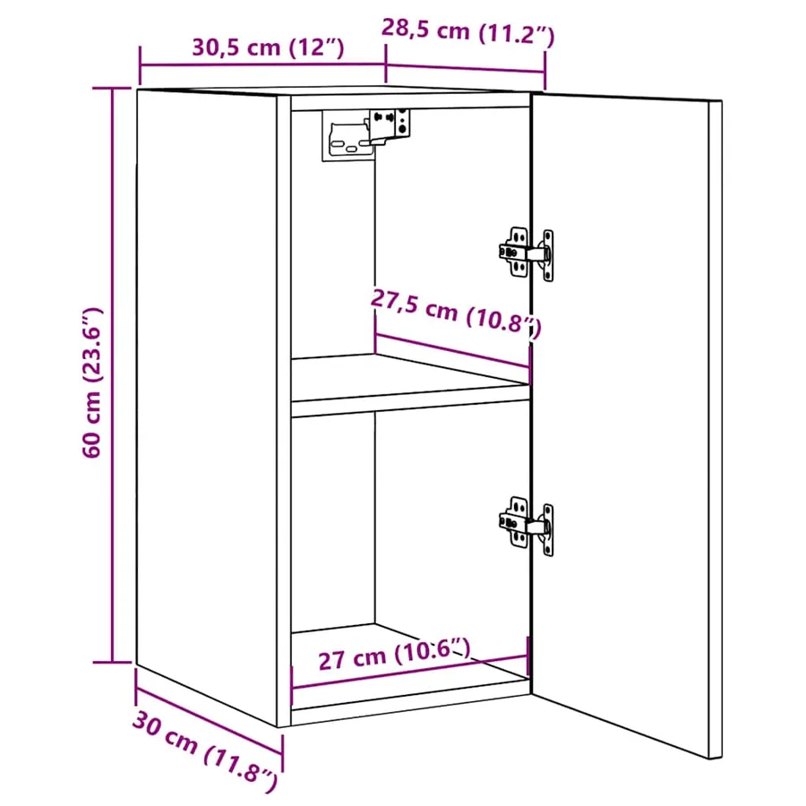 Meuble TV Gris béton 30,5x30x60 cm Bois d’ingénierie - 14