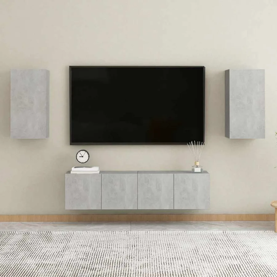 Meuble TV Gris béton 30,5x30x60 cm Bois d’ingénierie - 3