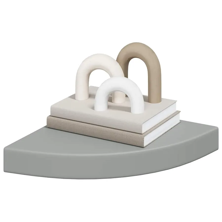Étagères d'angle flottantes 2 pcs gris 25x25x3,8 cm MDF - 4
