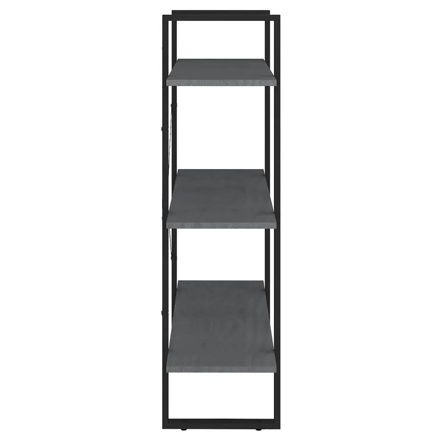 Bibliothèque à 3 niveaux Gris 80x30x105 cm Bois de pin massif - 6