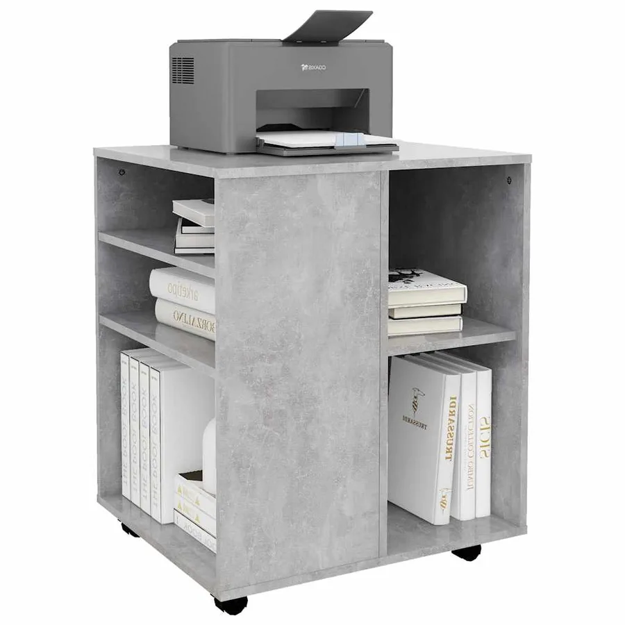Armoire à roulettes Gris béton 60x53x72 cm Bois d'ingénierie - 7
