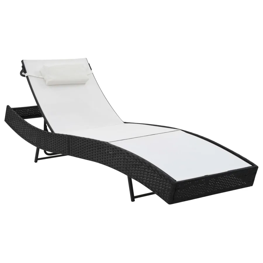 Chaises longues lot de avec table Résine tressée textilène Noir - 4