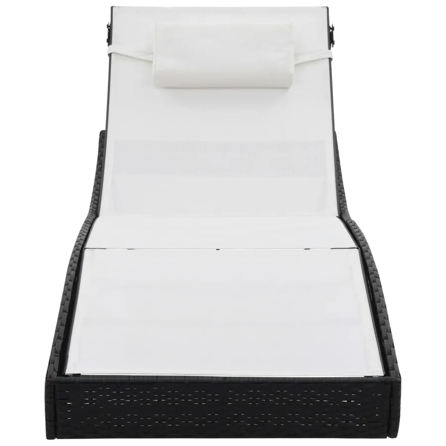 Chaises longues lot de avec table Résine tressée textilène Noir - 6
