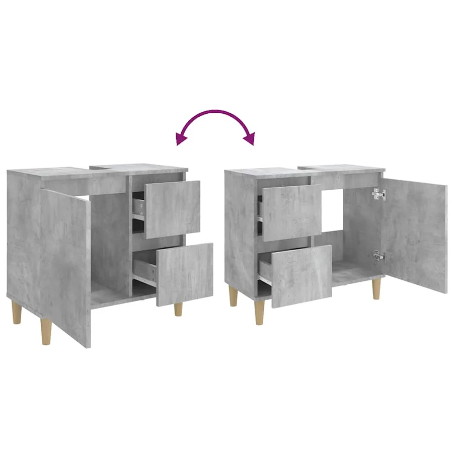 Armoire de salle de bain gris béton 65x33x60 cm - 10