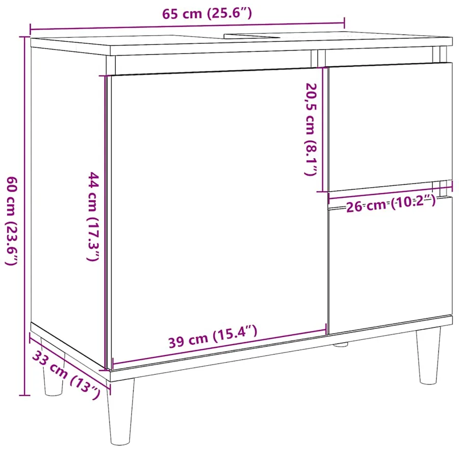 Armoire de salle de bain gris béton 65x33x60 cm - 12