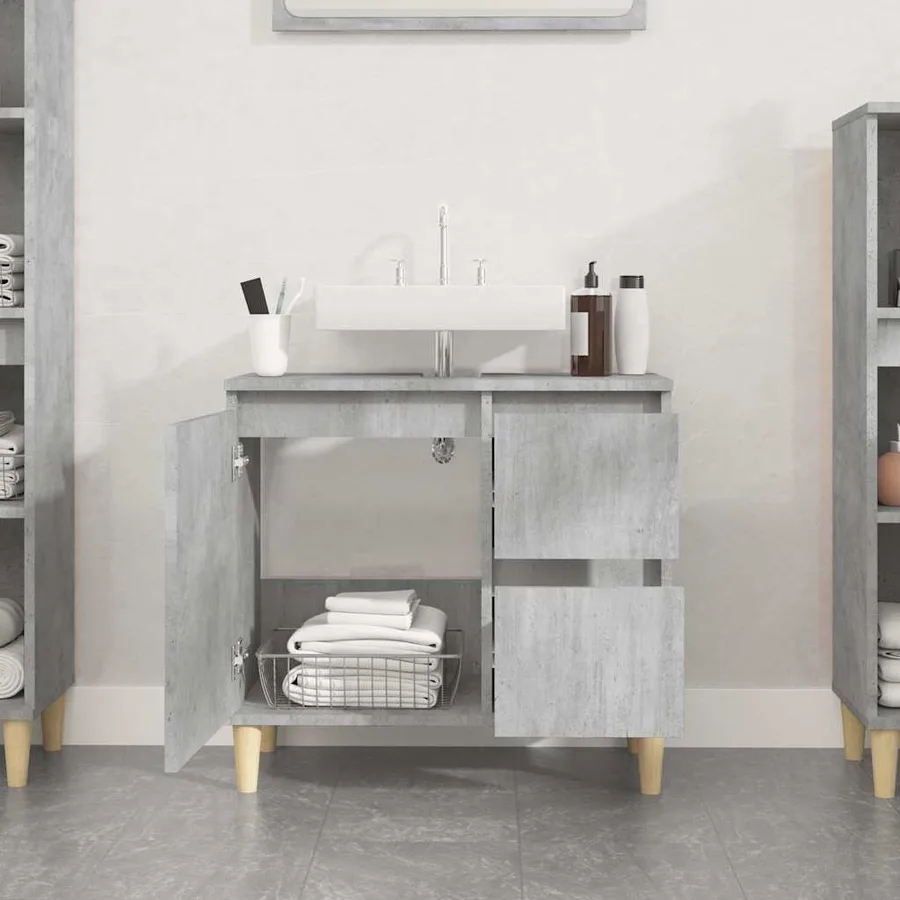 Armoire de salle de bain gris béton 65x33x60 cm - 3