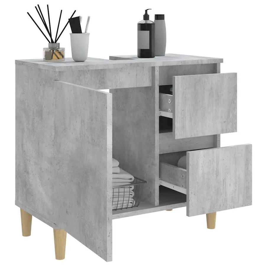 Armoire de salle de bain gris béton 65x33x60 cm - 4