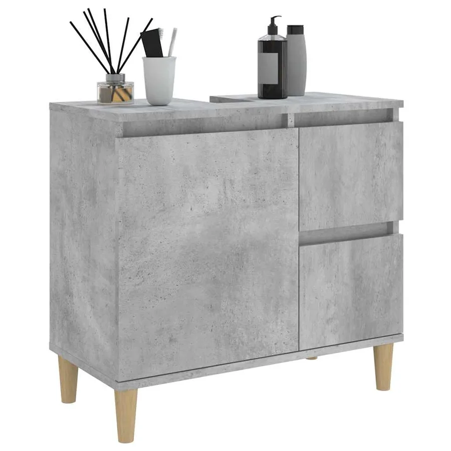 Armoire de salle de bain gris béton 65x33x60 cm - 5