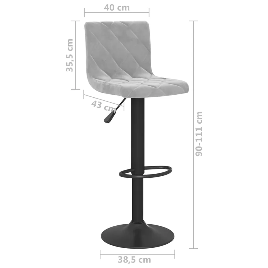 Tabourets de bar lot de 2 gris clair velours - 9