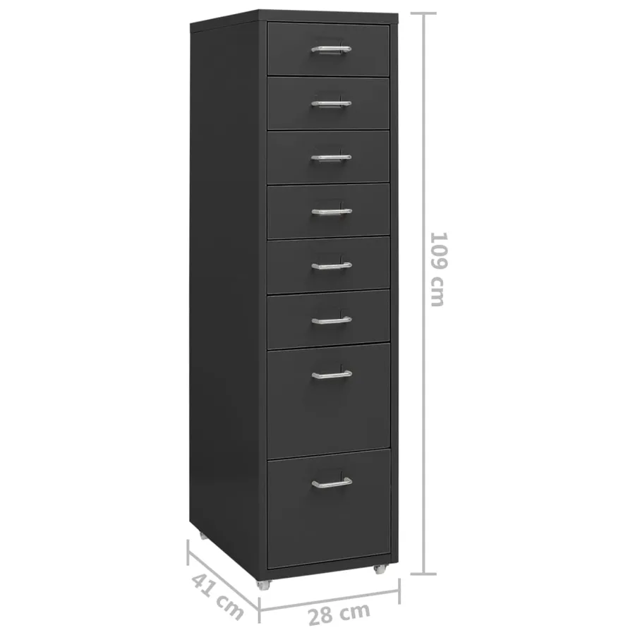 Classeur mobile Anthracite 28x41x109 cm Métal - 9