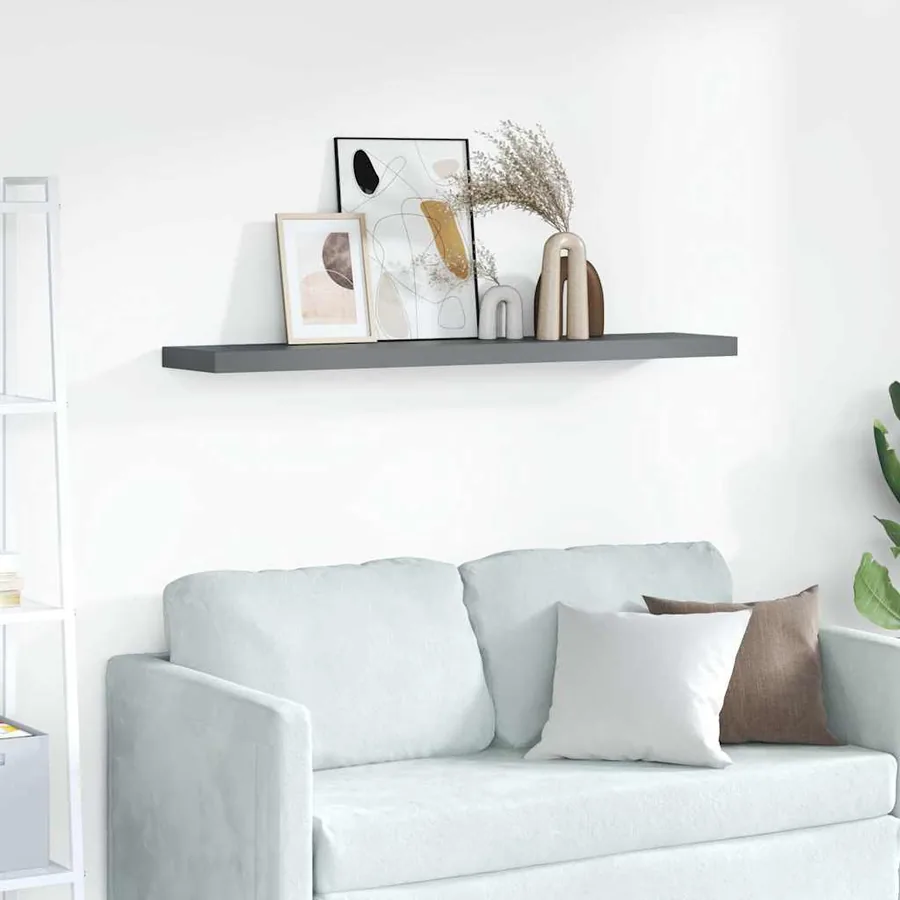 Étagère murale flottante Gris brillant 120x23,5x3,8 cm MDF