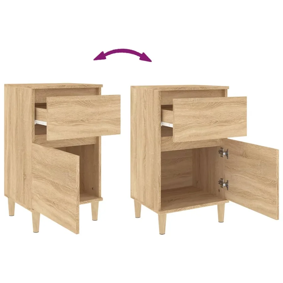 Tables de chevet 2 pcs chêne sonoma 40x35x70 cm - 9