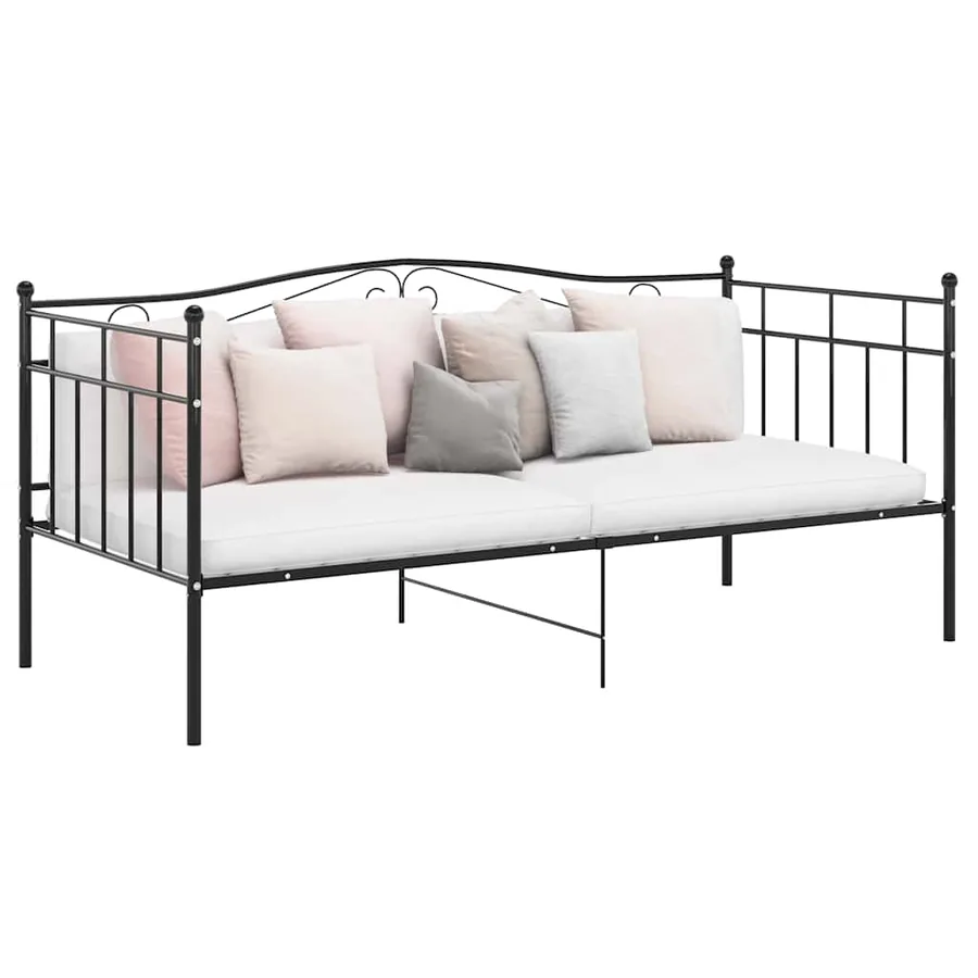 Cadre de canapé-lit sans matelas noir métal 90x200 cm