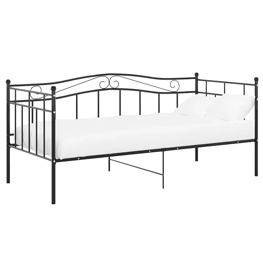 Cadre de canapé-lit sans matelas noir métal 90x200 cm - 2