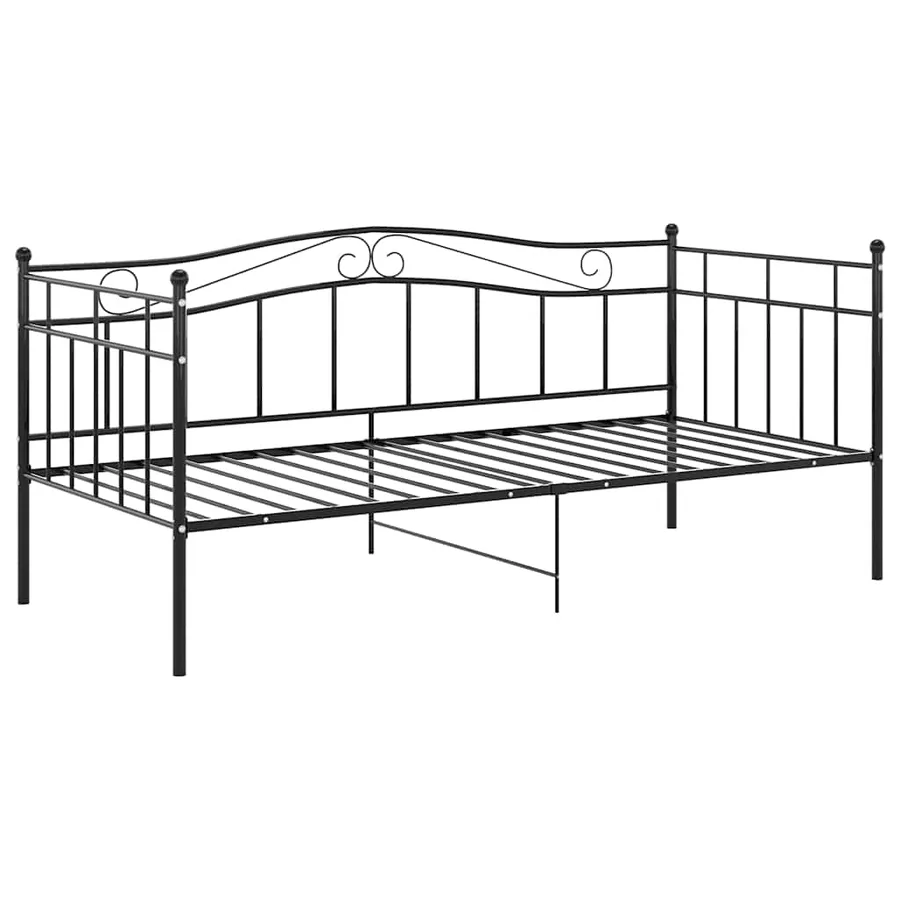 Cadre de canapé-lit sans matelas noir métal 90x200 cm - 3