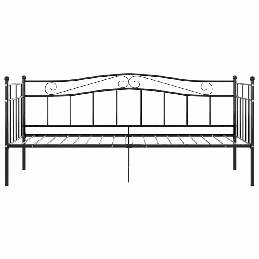 Cadre de canapé-lit sans matelas noir métal 90x200 cm - 4