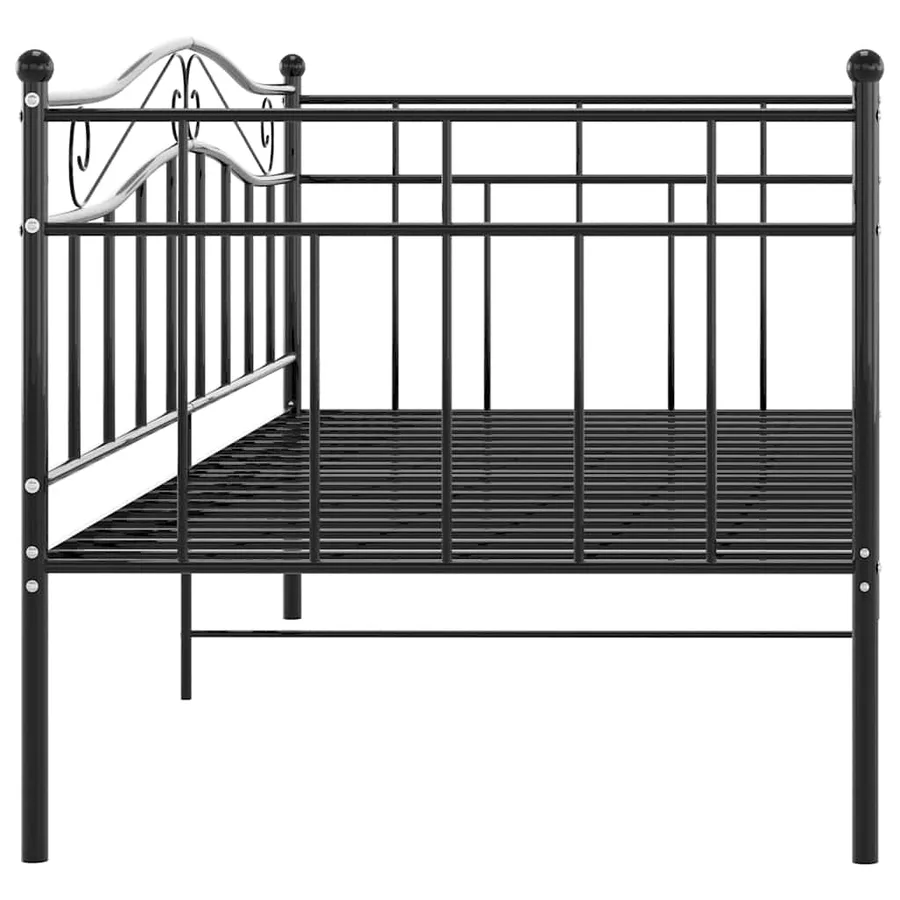 Cadre de canapé-lit sans matelas noir métal 90x200 cm - 5
