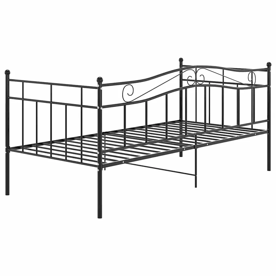 Cadre de canapé-lit sans matelas noir métal 90x200 cm - 6