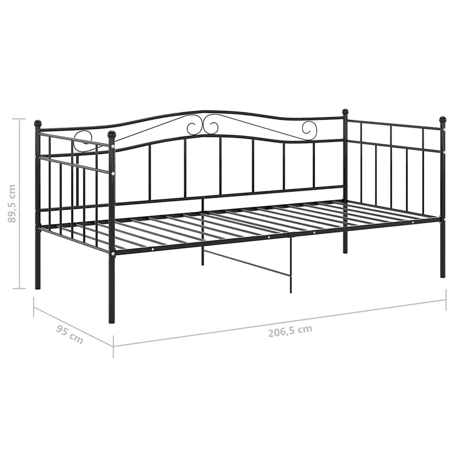 Cadre de canapé-lit sans matelas noir métal 90x200 cm - 8
