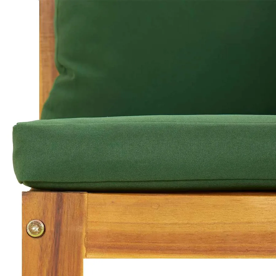 Canapé d'angle sectionnel et coussins verts bois massif acacia - 7