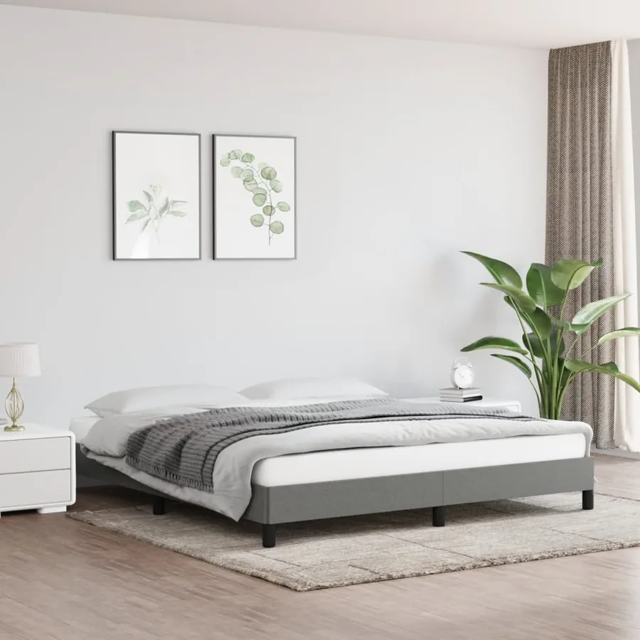 Cadre de lit sans matelas gris foncé 180x200 cm tissu