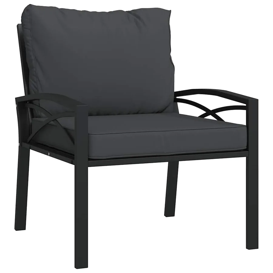 Chaise de jardin avec coussins gris 68x76x79 cm acier - 2