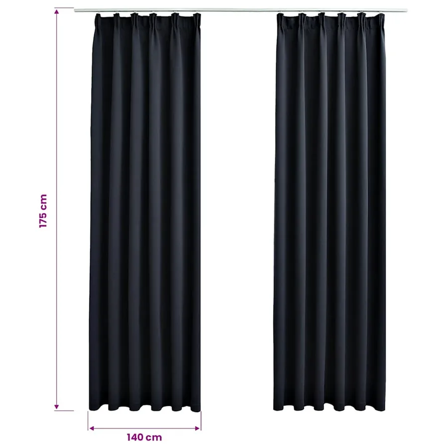 Rideaux occultants avec crochets 2 pcs Anthracite 140x175 cm - 7