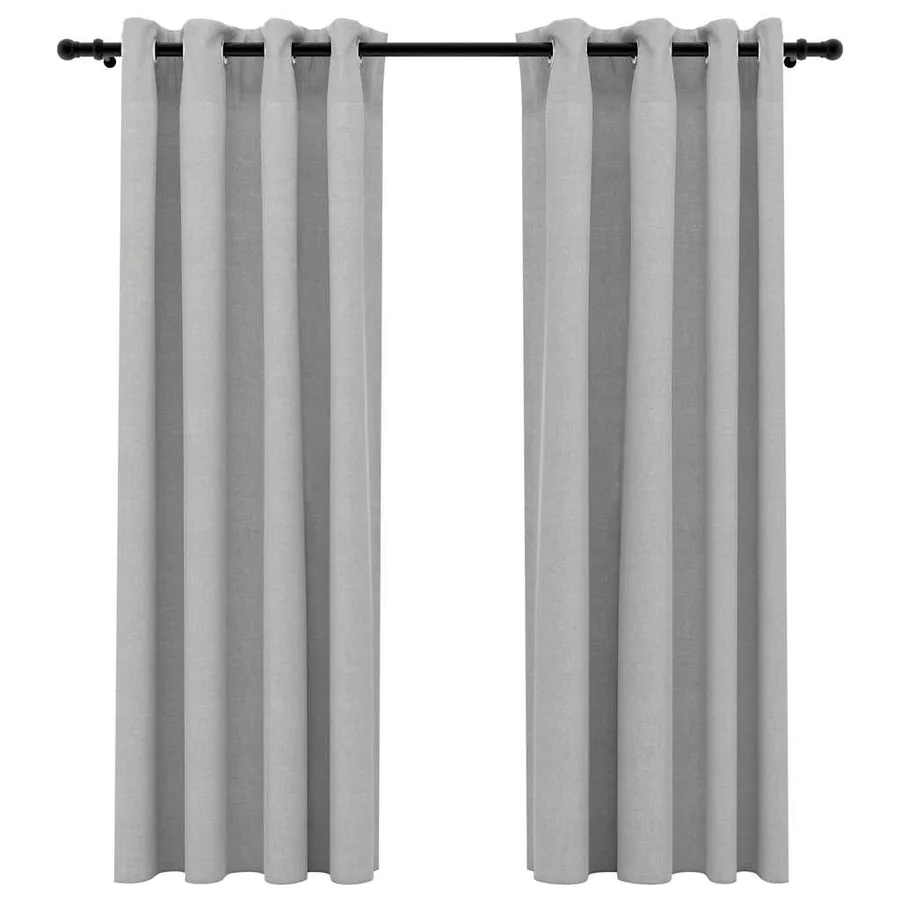Rideaux occultants Aspect lin avec œillets 2 pcs Gris 140x175cm - 2