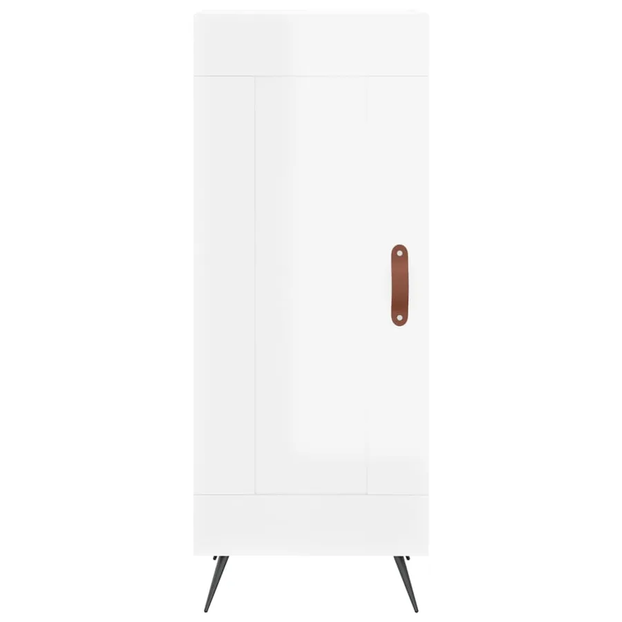 Buffet haut Blanc brillant 34,5x34x180 cm Bois d'ingénierie - 6