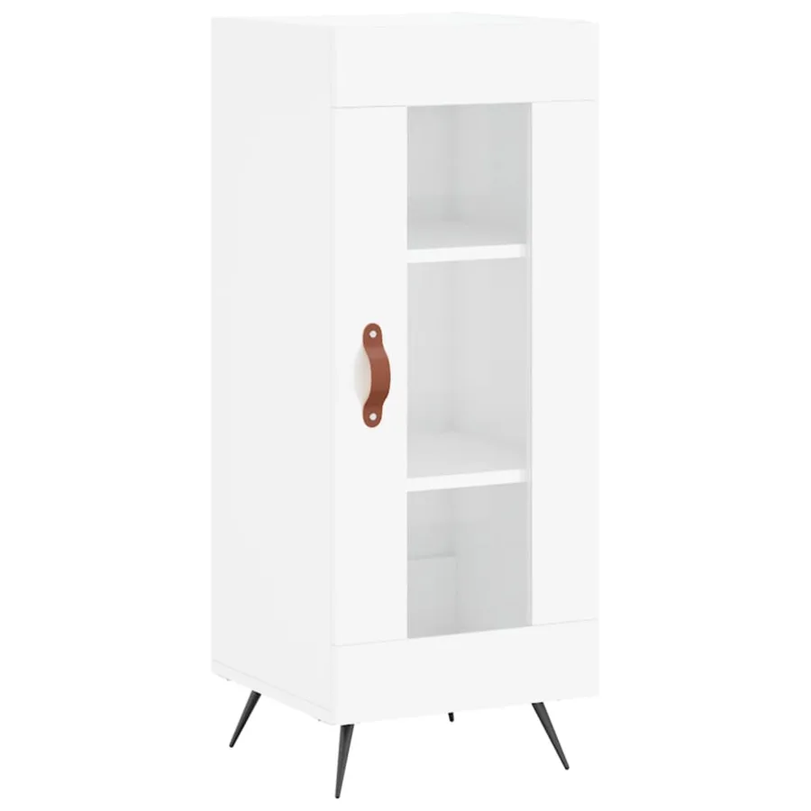 Buffet haut Blanc brillant 34,5x34x180 cm Bois d'ingénierie - 5