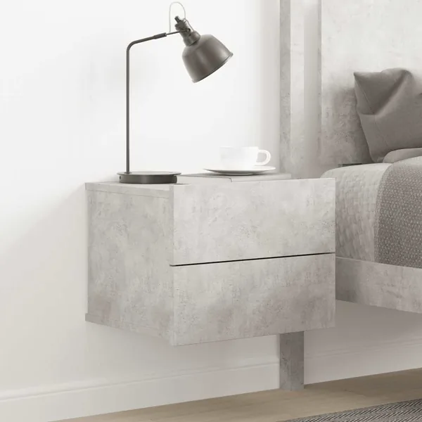 Table de chevet Gris béton 40x30x30 cm Bois ingénierie
