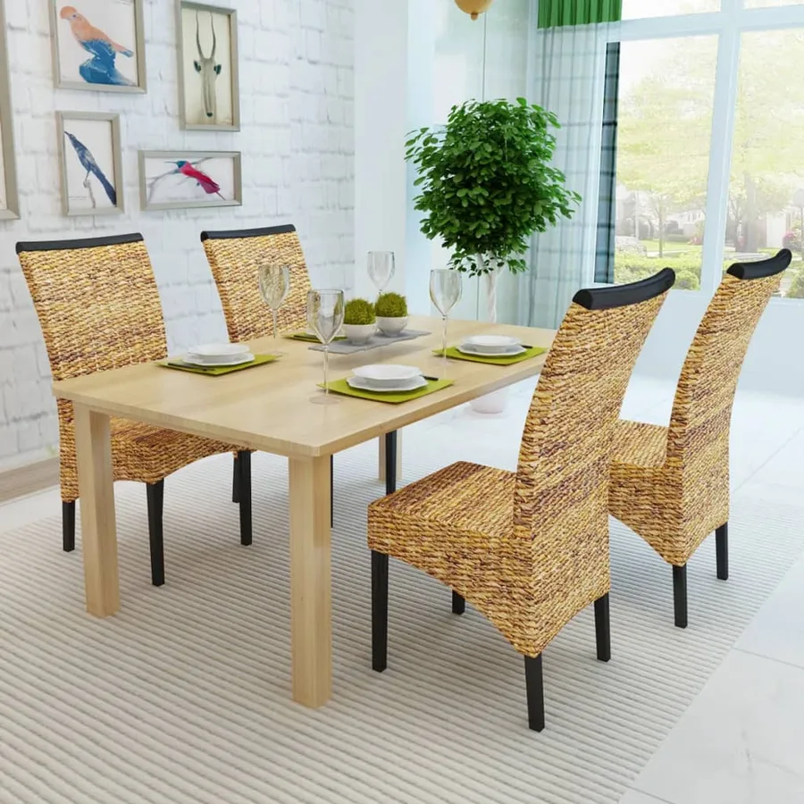 Chaises à manger lot de 4 bois solide de manguier et abaca - 3
