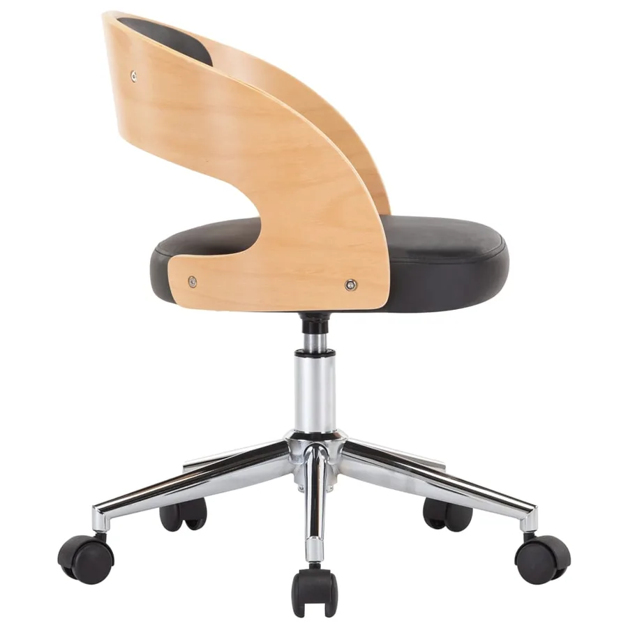 Chaise pivotante à manger Noir Bois courbé et similicuir - 5